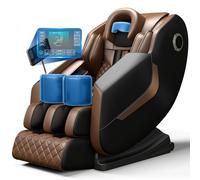 Full Body Massage Chair Recliner with Extended SL Track, Zero Gravity & Eye Massager, AI Body Scan, 3D Shiatsu Massage with Heat, Bluetooth Speaker, Pre-Assembled, LCD Touch Screen(Brown)