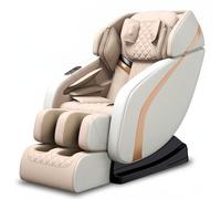 Full Body Massage Chair Zero Gravity Recliner with Bluetooth Music, LCD Touch Screen, Hip Rollers, Airbag Compression, Space Saving Electric Shiatsu Massager for Home Office, Stress Relief(Beige)