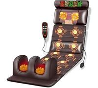 Full Body Massage Mat,3D Massage Mat With Heat - Neck And Back Massager With 10 Vibrating Nodes & Adjustable Pillows For Full Body Muscle Relaxation(Color:brown)
