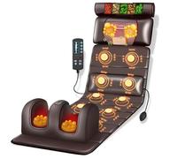 Full Body Massage Mat, Massager Pad with Heating, 9 Massage Modes and 9 Speed Modes, with Detachable Neck Massager Headrest and Multifunctional Leg and Foot Massagers, for Home Office (Dark Brown)
