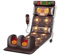 Full Body Massage Mat with Adjustable Pillows Heating Pads, Back Massager Pad for Neck and Back Muscle Relaxation Full Body Massage, Portable & Foldable Design