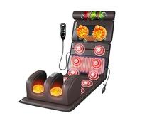 Full Body Massage Mat with Heat, Electric Heated Massage Pad Cushion w/Vibration for Back/Neck/Foot,for Back Neck Leg Pain Relief(Brown Leather)