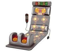 Full Body Massage Mattress - 3 in 1 Heat,Massage Mat with Adjustable Pillows Heating Pads,for Full Body Therapy,Shiatsu Neck Back Massager for Home/Office Muscle Relaxatio(Color:grey)