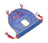 Full Body Mesh Patient Transfer Sling with Commode Opening | Polyester Breathable Weave, Adjustable Leg and Chest Supports, 180kg Capacity, Blue for Homes and Rehab Centers