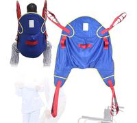 Full Body Patient Hoist Sling, Reusable Patient Transfer Belt Patient Lifting Hoist Sling with Head Support Divided Leg Shower Sling(Large)