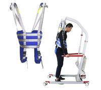 Full Body Patient Lift Sling for Heavy Duty Transfer, Waist and Thigh Support with Adjustable Straps, Secure Walking and Standing Aid for Mobility Assistance, Blue & Grey
