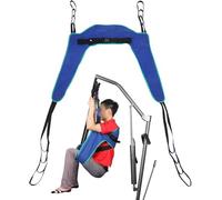 Full Body Patient Lift Sling,Toileting Hoist Sling Divided Leg Reusable Shower Sling Universal Handicap Lift Commode Sling with Four Point Support Tranfer Sling(Blue M)