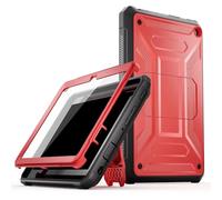 Full Body Rugged Hands-Free Viewing Kickstand Back Cover with Screen Protector, See Black for Compatible Models - Red