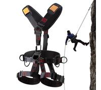 Full Body Safety Harness - Adjustable Shoulder Buckles, Padded Waist Support, Anti Slip Leg Loops, Detachable Fall Arrest, Heavy Duty Rope System | Perfect For Tree Climbers Electricians Roofers