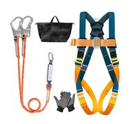 Full-Body Safety Harness with Energy Absorber, 1.8m Dual Lanyards & Alloy Steel Large Hooks, Adjustable, 140kg Max Load, EN 361/354/355, Fall Protection for Men Roofing, Climbing & Working at Height