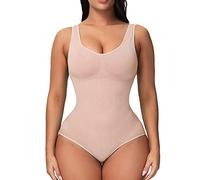 Full Body Shaper for Women Shapewear Bodysuit Thong Body Shaper Slimming Bodysuit with in Bra Deep V Neck Jumpsuit (Beige, XL)