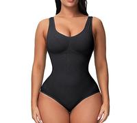 Full Body Shaper for Women Shapewear Bodysuit Thong Body Shaper Slimming Bodysuit with in Bra Deep V Neck Jumpsuit (Black, XL)