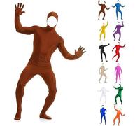 Full Body Suit Unisex for Men and Women - Green Screen Suit Halloween Carnival Costume, Orange Lorax Slenderman Bodysuit, Open Face Cosplay Jumpsuit Second Skin Jumpsuit Adult (Coffee, XL)