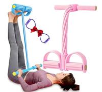 Full Body Toning Exercise Band, 6-Tube Pedal Resistance Band for Home Workout; Upgraded Sit-Up Puller & Foot Pedal Tension Rope for Abdomen, Waist, Arm (Set A,1)