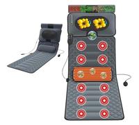 Full Body Vibration Massage Mat - 20 Heads, 10 Motors, Heated, Foldable - Relieves Back Pain, Improves Sleep - Multifunctional Electric Massage Chair Back Cushion - Velvet, Grey