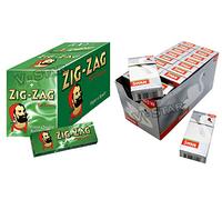 FULL BOX OF ZIG ZAG GREEN ROLLING PAPERS + FULL BOX OF SWAN FILTER TIPS (ULTRA SLIM)