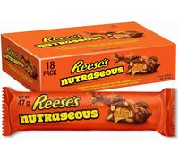 FULL BOX THE REESE'S NUTRAGEOUS PEANUTS,BUTTER,CREAMY CARAMEL CHOCOLATE 18 x47 g