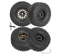 Full Brass 1.0in Beadlock RC Truck Tires Wheels Tires Upgrades Part for 1/18 1/24 Trx4m Axial SCX24 RC Crawler,RC Wheels Hops Up(4pcs Black)