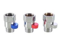 Full Brass 1/2" BSP Female/Male Flow Quick Control Straight-Through Shut-Off Valve Shower Head Hand Water Saver Accessories(1I2 M-M (Red))
