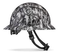 Full Brim Customized White Hard Hat, Custom Three Wise Skulls Design Safety Helmet, With 6 Point Suspension, By Acerpal