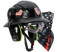 Full Brim Hard Hat OSHA Approved Visor Neck Gaiter and Earmuffs, Black