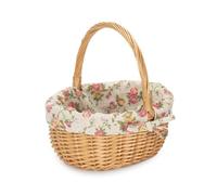 Full Buff Willow Childs Oval Wicker Shopping Basket Garden Rose Lining