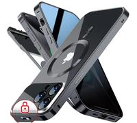 [Full Camera Protection& Mechanical Lock]Magnetic Privacy Case for iPhone 14 Pro [Compatible with MagSafe] [CD Metal Ring]Full Body Shockproof Metal Bumper, 9H Anti Peeping Glass Cover-Black