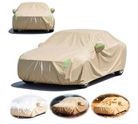 Full Car Cover All Weather for Toyota Mirai (2014-2023), Weatherproof Outdoor Protector Automobiles Exterior Covers for Snow Sun Wind UV Protection Tarp, Beige