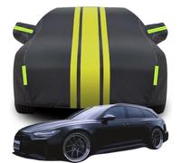 Full Car Cover for Audi C8 RS6 V8, Waterproof Scratchproof Anti-UV All Weather Protection, Breathable Car Tarpaulin,Black-yellow