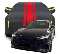 Full Car Cover for Audi Q8 competition plus, 100% Waterproof Outdoor Car Covers Rain Snow UV Protection Car Tarpaulin Sturdy And Durable,A-Black-Red