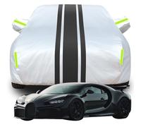 Full Car Cover for BUGATTI CHIRON Pur Sport ‘C’ shaped drift, All Weather Windproof Snowproof UV Protection Car Cover with Reflective Strips, Sturdy And Durable,B-Silver-Black