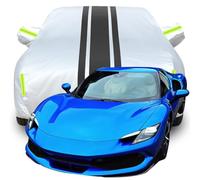 Full Car Cover for Ferrari 296 GTB, All Weather Windproof Snowproof UV Protection Car Cover with Reflective Strips, Sturdy And Durable,B-Silver-Black