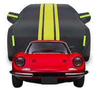 Full Car Cover for Ferrari Dino 246 GT Funct, Waterproof Scratchproof Anti-UV All Weather Protection, Breathable Car Tarpaulin,Black-yellow