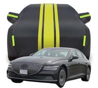 Full Car Cover for Genesis G80 2023 2024 2025 2026, Waterproof Scratchproof Anti-UV All Weather Protection, Breathable Car Tarpaulin,Black-yellow