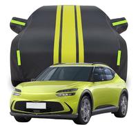 Full Car Cover for Genesis GV60 2023 2024 2025 2026, Waterproof Scratchproof Anti-UV All Weather Protection, Breathable Car Tarpaulin,Black-yellow