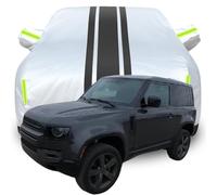 Full Car Cover for Land Rover Defender 90, Waterproof Scratchproof Anti-UV All Weather Protection, Breathable Car Tarpaulin,Silver-black