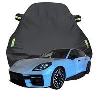 Full Car Cover for Porsche PANAMERA 2024 2025 2026, High Stretch Oxford Cloth Sun Protection Waterproof Dustproof UV Resistant Windproof Car Cover,Black-Plus-Cotton