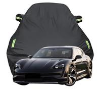 Full Car Cover for Porsche TAYCAN CROSS, High Stretch Oxford Cloth Sun Protection Waterproof Dustproof UV Resistant Windproof Car Cover,Black-Plus-Cotton