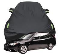 Full Car Cover for Saab 9-3 Aero SportCombi 2008, Snowproof Scratchproof Anti-UV All Weather Protection, Breathable Oxford Car Tarpaulin,Black