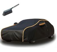 Full Car Cover Waterproof for Do-dge Challenger LC 2008-2021, All Weather Outdoor Automobile Covers, Scratchproof garage Protective Cover with Reflective Strips,Black Orange