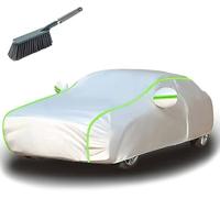Full Car Cover Waterproof for Do-dge Challenger LC 2008-2021, All Weather Outdoor Automobile Covers, Scratchproof garage Protective Cover with Reflective Strips,Silver Green