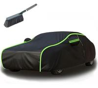 Full Car Cover Waterproof for Do-dge Challenger LC 2008-2021, All Weather Outdoor Automobile Covers, Scratchproof garage Protective Cover with Reflective Strips,Black Green