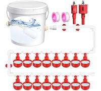 Full Chicken Watering Equipment with 16 Containers Leak Design and Simple Setup for Poultry PVC Chicken Waterer Set
