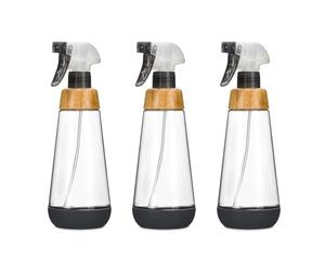 Full Circle Bottle Service-Refillable Glass Spray Bottle-Versatile Stream & Mist Options,Bamboo with Protective Silicone Boot-Ideal for Non-Toxic Cleaning Solutions & Plant Care,16oz Gray,3 Pack