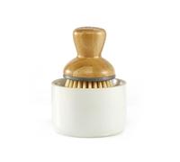 Full Circle Bubble Up ceramic soap dispenser & dish brush set, White Dish, Green Brush