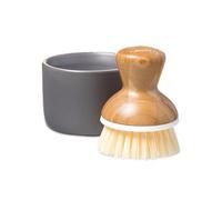 Full Circle Bubble Up Round Dish Brush, Wood, White, 17 x 13 x 19 cm