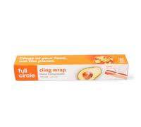 Full Circle Compostable Cling Wrap - 150Sq Ft Roll - Seals and Saves Food - Plant-Based & Plastic-Free - Dispenser with Slide Cutter
