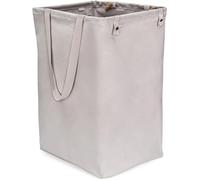 Full Circle Loads of Fun Foldable Laundry Basket for Dirty Wax, Tall Standing Laundry Bag Made of Organic Cotton with Long Handles - Ideal for Bathroom, Bedroom and Children's Room, Grey