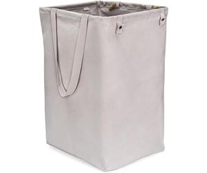 Full Circle Loads of Fun Foldable Laundry Basket for Dirty Wax, Tall Standing Laundry Bag Made of Organic Cotton with Long Handles - Ideal for Bathroom, Bedroom and Children's Room, Grey