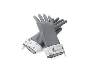 Full Circle Splash Patrol Natural Latex Cleaning and Dish Gloves, Medium/Large, (1 Pair) Grey